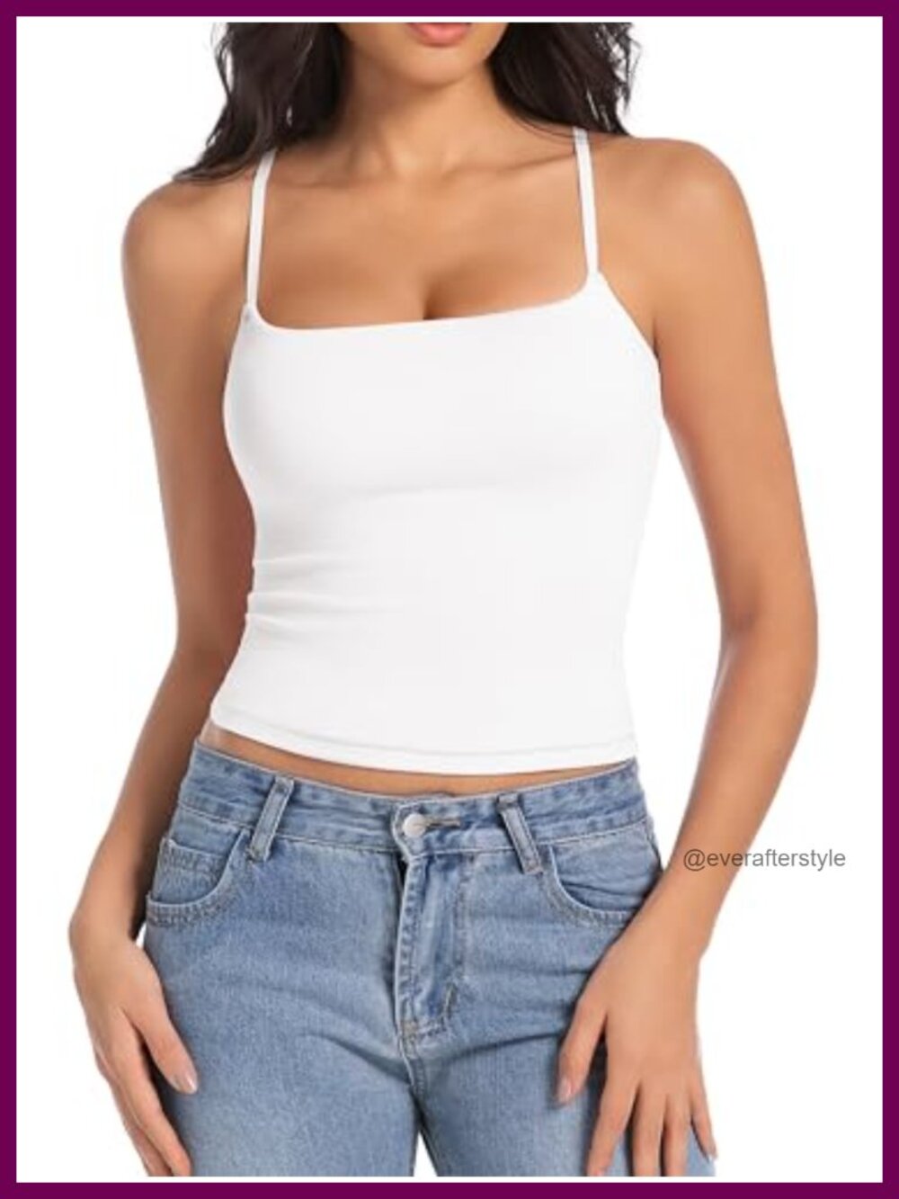 Women's Cotton Cami Tank Top Sleeveless Adjustable Spaghetti Strap Slim Fit